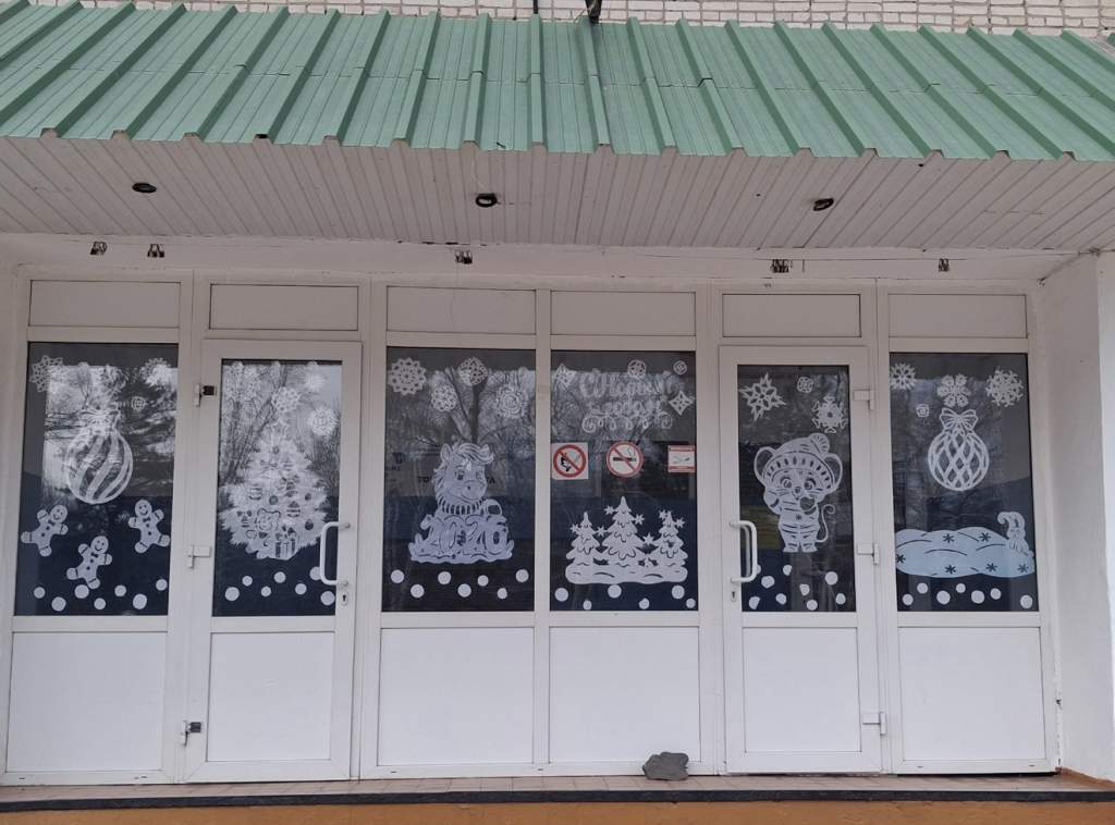 Новогоднее волшебство расцвело на окнах школы в Новосадковском!